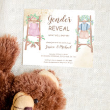 Convite de revelação de gênero do bebê com orçamen