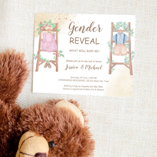 Convite de revelação de gênero do bebê com orçamen (Criador carregado)