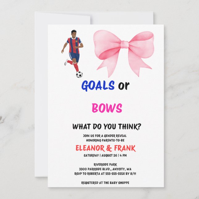 Convite de Revelação de Gênero Goals ou Bows (Frente)