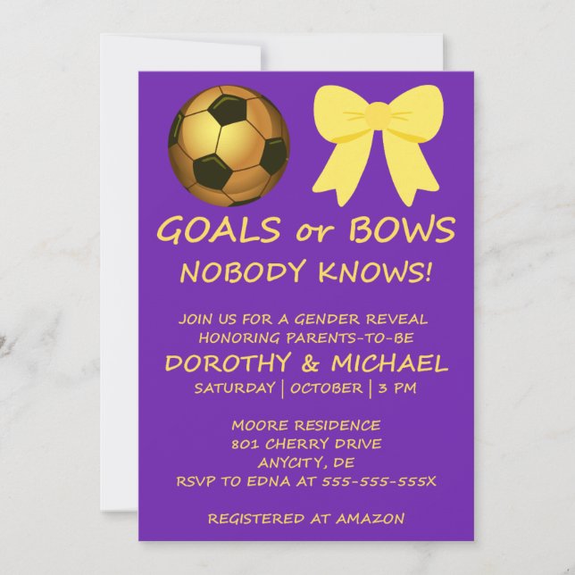 Convite de Revelação de Gênero Goals ou Bows (Frente)