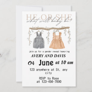 Convite de Revelação do Sexo do Bebê Ele ou Ela?
