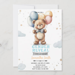 Convite de Revelação do Sexo do Urso para Chás de 