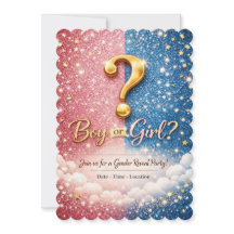 Convite de Revelação do Sexo Glitter Rosa e Azul