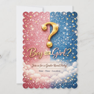 Convite de Revelação do Sexo Glitter Rosa e Azul