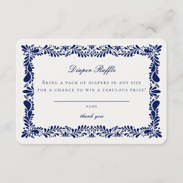 Convite de Rifas de Fralda com Azulejo Talavera Az (Frente)