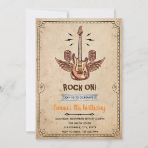Convite de rockstar vintage