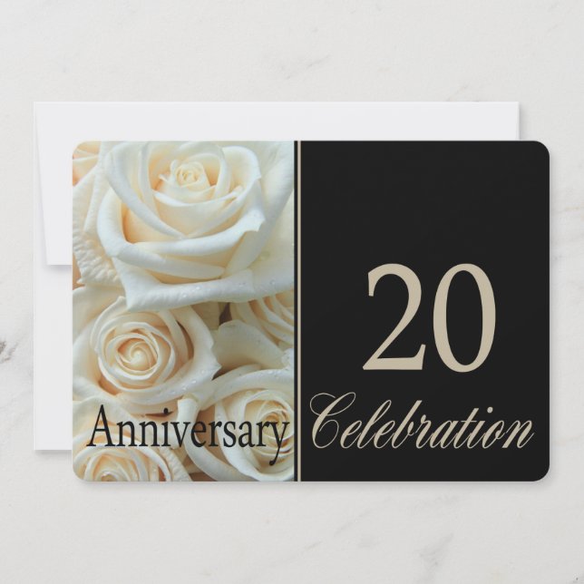 convite de rosa de aniversário de 20 anos (Frente)