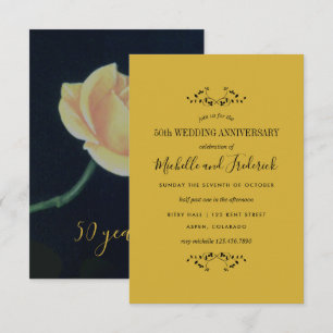 Convite de Rosa de Aniversário de Bodas de Ouro 50