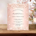 Convite de rosa de aniversário de orçamento<br><div class="desc">Para uma elegante festa de aniversário 50th (ou qualquer idade). Um fundo rosa dourado. Personalize e adicione um nome e detalhes da parte. O nome é escrito com um script de estilo manuscrito</div>