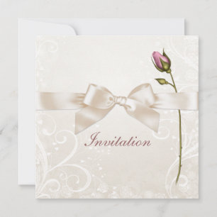 Convite de Rosa de Casamento de Heart Flourish