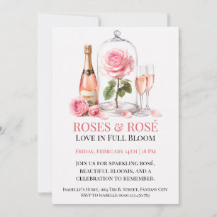 Convite de Rosas e Rosé Elegante Jardim de Champan