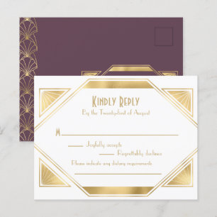 Convite de RSVP Art Deco elegante do Grande Gatsby