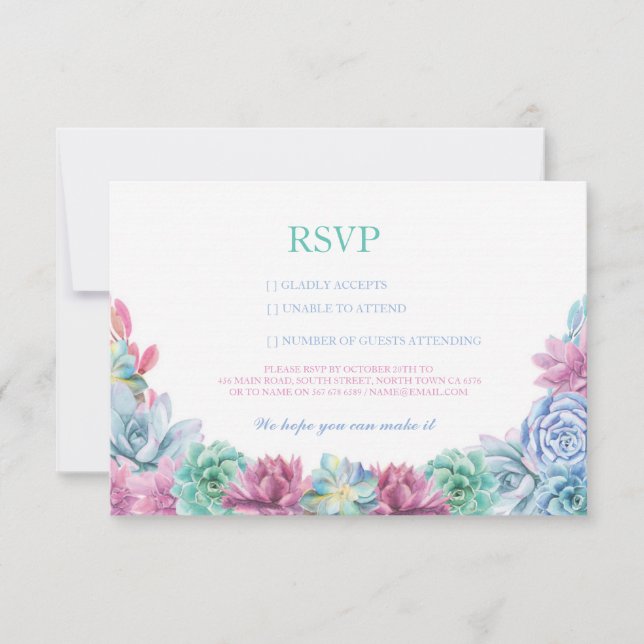 Convite de RSVP Casamento Pastel Rustico Cartões F (Frente)