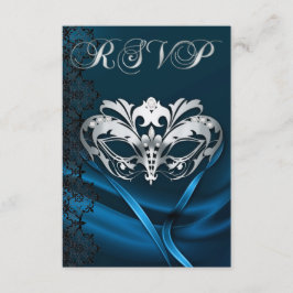 Convite de RSVP com Joias Azuis para Mascarada Pra