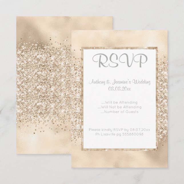 CONVITE DE RSVP DA CHAMPAGNE SPARKLE (Frente/Verso)