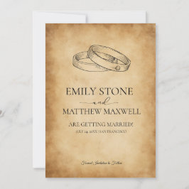 Convite de RSVP de casamento em pergaminho antigo 