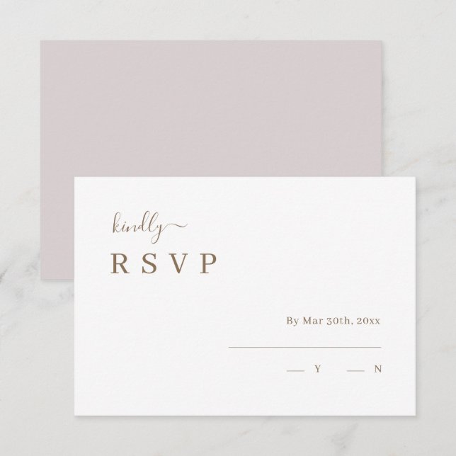Convite de RSVP de casamento Minimalista Branco Be (Frente/Verso)