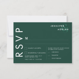 Convite de RSVP de casamento moderno verde Brunswi