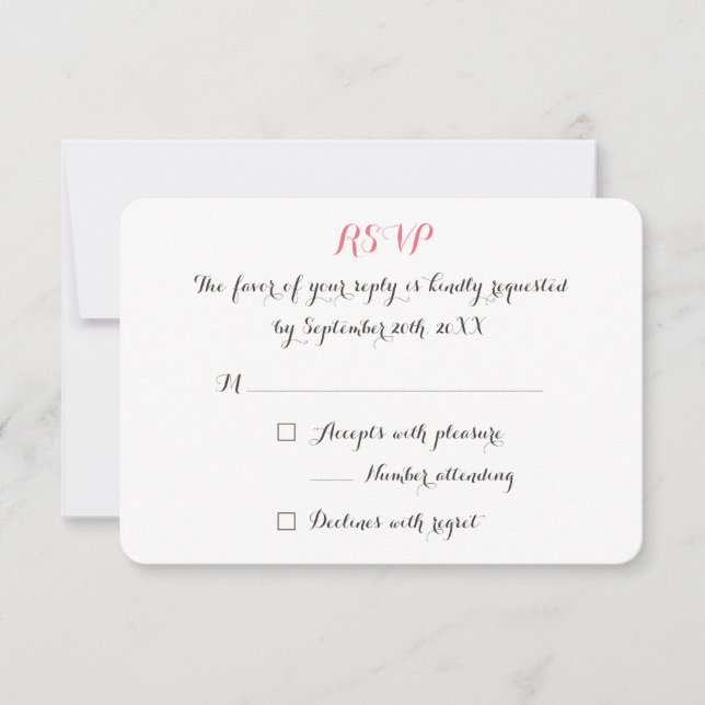 Convite de RSVP de Casamento Personalizado Elegant (Frente)