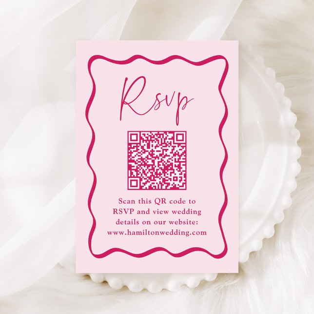 Convite de RSVP de Código QR com Moldura Ondulada  (Criador carregado)