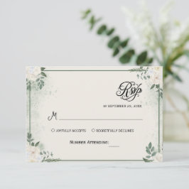 Convite de RSVP de Eucalipto com Simples Vegetação