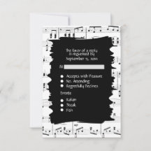 Convite de RSVP de Música Abstrata Preto e Branco