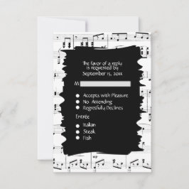 Convite de RSVP de Música Abstrata Preto e Branco