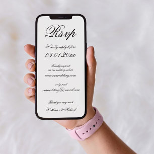 Convite de RSVP Digital de Casamento Minimalista E