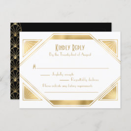 Convite de RSVP elegante Art Deco Great Gatsby Pos