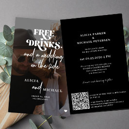 Convite de RSVP em QR para casamento casual com or