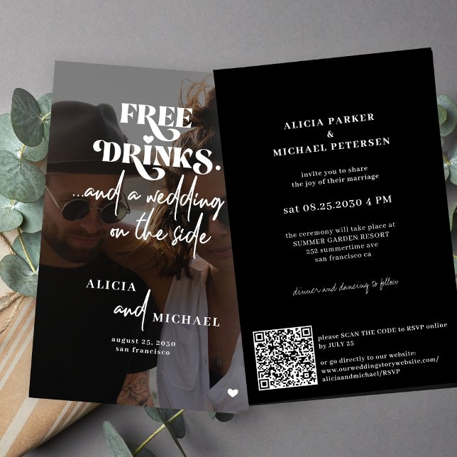 Convite de RSVP em QR para casamento casual com or (Criador carregado)
