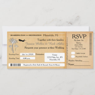 Convite de RSVP para Bilhete de Destino de Casamen