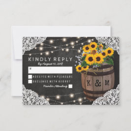 Convite de RSVP para Casamento na Rustic Sunflower