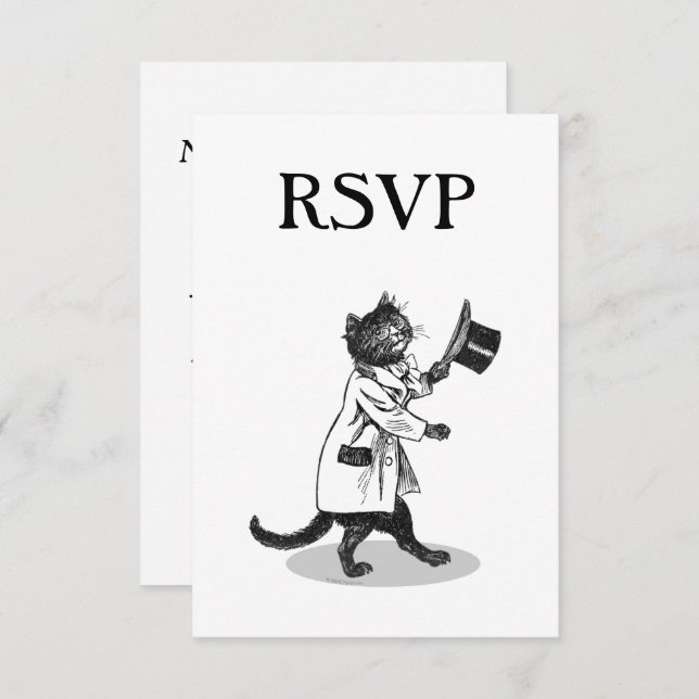 Convite de RSVP Personalizado de Cat do Top Hat (Frente/Verso)