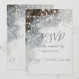 Convite de RSVP Pinhas de Pinheiro e Flocos de Nev