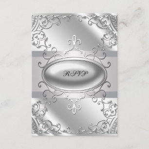 Convite de RSVP preto e prata