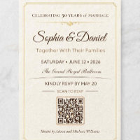 Convite de RSVP QR de Aniversário de Ouro de 50 an