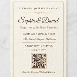 Convite de RSVP QR de Aniversário de Ouro de 50 an