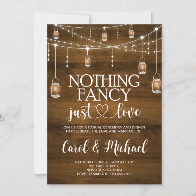 Convite de Rustic Nothing Fancy Just Love (Frente)