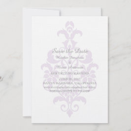 Convite de Salvar a Data com Damask Sutil Roxo
