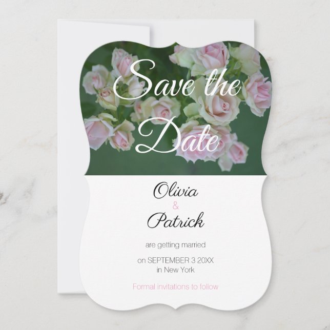 Convite de Salvar a Data de Casamento com Rosas Ro (Frente)