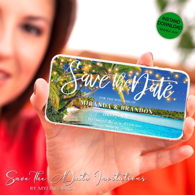 Convite de Salvar a Data de Praia Tropical Digital (Criador carregado)