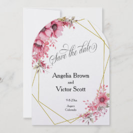 Convite de Salvar a Data Floral Rosa
