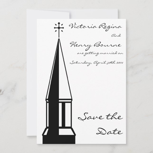 Convite de Salve a Data da Torre da Igreja (Frente)