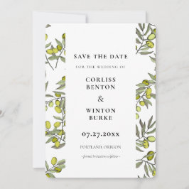 Convite de Salve o Dia com padrão de ramo de olive