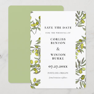 Convite de Salve o Dia com padrão de ramo de olive