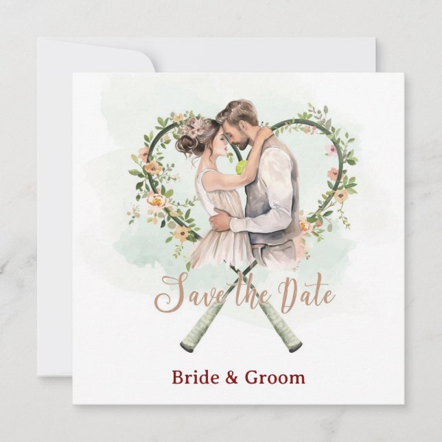 Convite de Salve o Dia de Ténis para Casamento  (Frente)