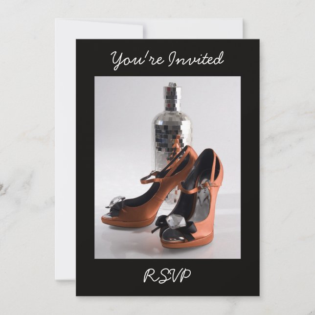 Convite de Sapato de Festa, Você é Convidado, RSVP (Frente)