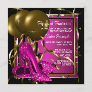 Convite de Sapato Preto Dourado Magenta de Salto A