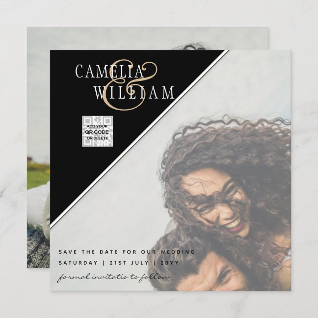 CONVITE DE SAVE DE CÓDIGO QR DE FOTO DA LeahG (Frente/Verso)